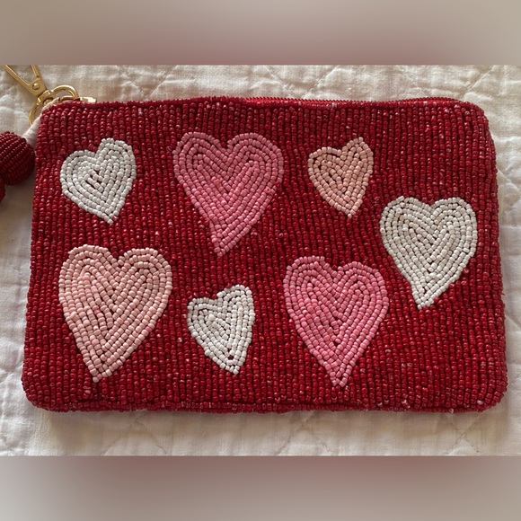 Red Beaded Heart Clutch - Picture 1 of 10